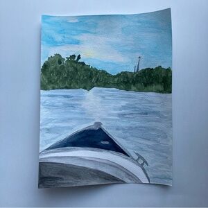 On The Lake Watercolor Painting